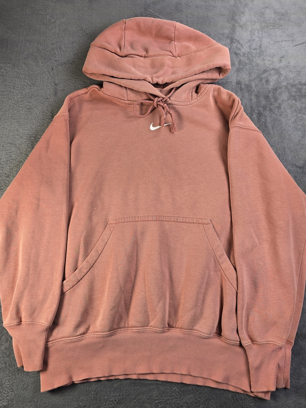 Vintage 90s Nike Center Swoosh Hoodie Pink Mauve Faded White Tag Malaysia XS